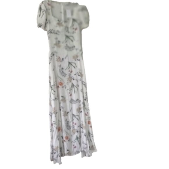 Petal & Pup Dresses & Skirts - Maxi Dress White Floral Size 4 Front Split Semi Sheer Petal and Pup Franklin